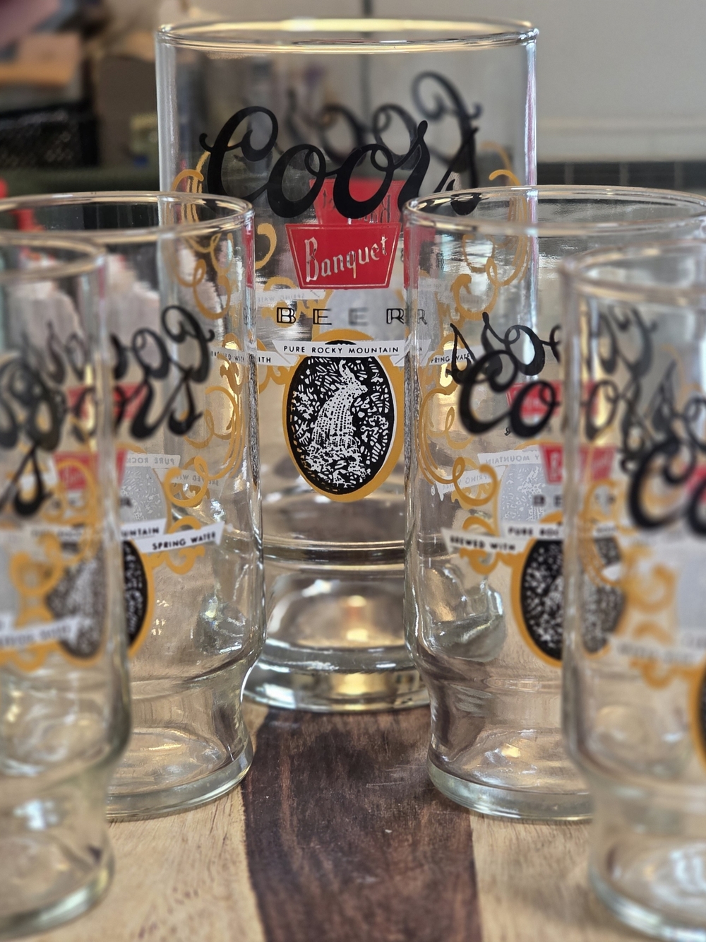 SET OF 5 Vintage Coors Glasses Footed